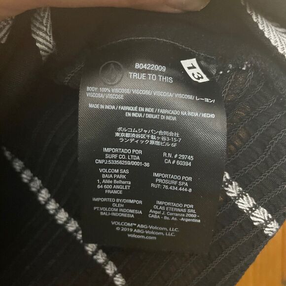 Volcom Coco Tie Chest Black Striped V-Neck Short Sleeve Crop Top Medium M Boho - Picture 6 of 7